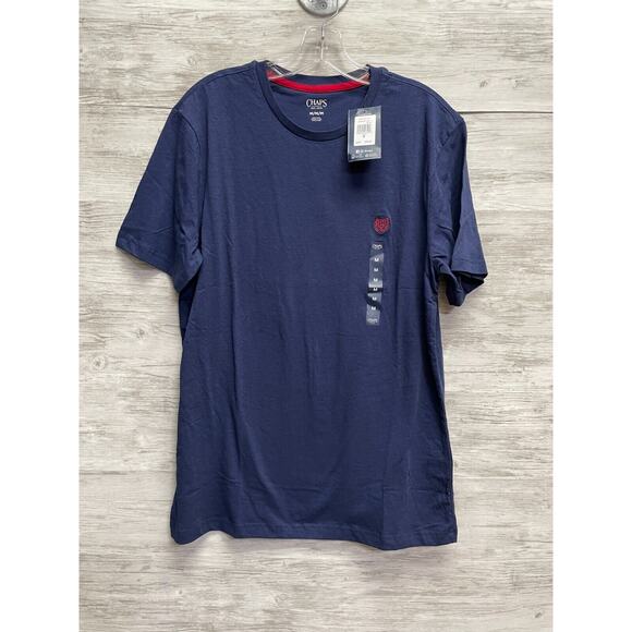Chaps Blue T-Shirt Mens Medium Short Sleeve Crew Neck Newport Navy Cotton - Picture 1 of 11